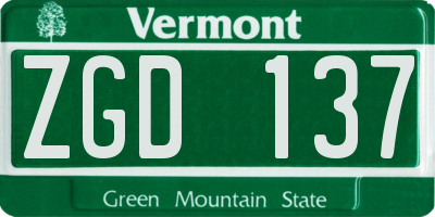 VT license plate ZGD137