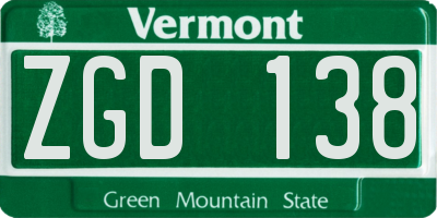 VT license plate ZGD138