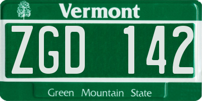 VT license plate ZGD142