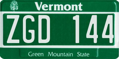 VT license plate ZGD144