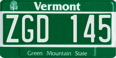 VT license plate ZGD145