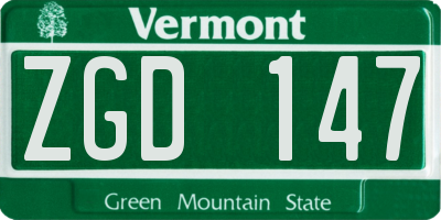 VT license plate ZGD147