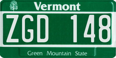 VT license plate ZGD148