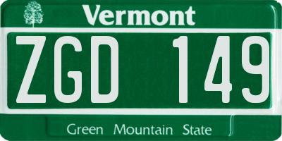 VT license plate ZGD149