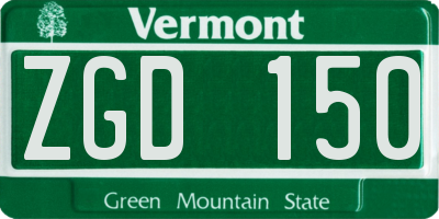 VT license plate ZGD150