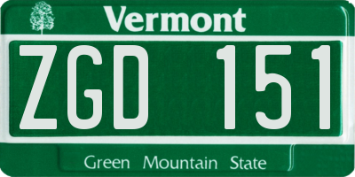 VT license plate ZGD151
