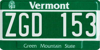 VT license plate ZGD153