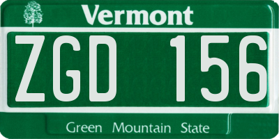 VT license plate ZGD156