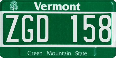 VT license plate ZGD158
