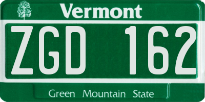 VT license plate ZGD162