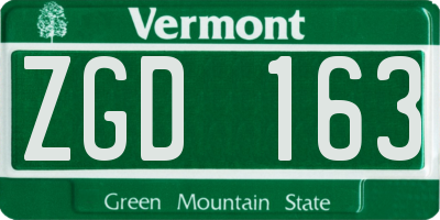 VT license plate ZGD163