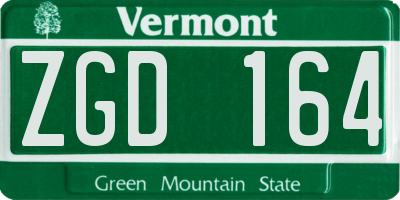 VT license plate ZGD164