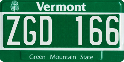 VT license plate ZGD166
