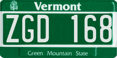 VT license plate ZGD168