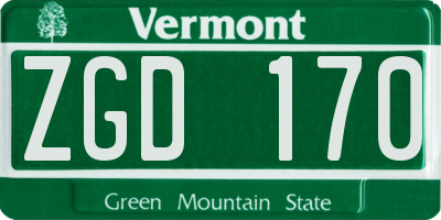 VT license plate ZGD170