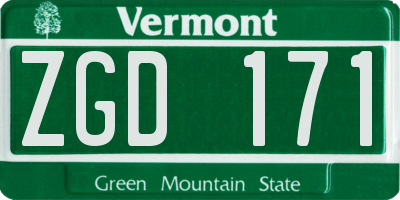 VT license plate ZGD171