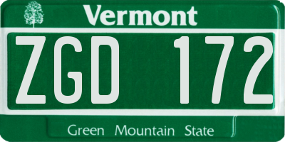 VT license plate ZGD172