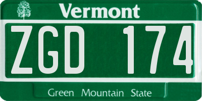 VT license plate ZGD174