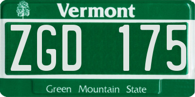 VT license plate ZGD175