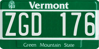 VT license plate ZGD176