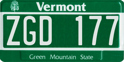 VT license plate ZGD177