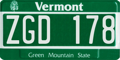 VT license plate ZGD178