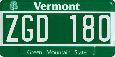 VT license plate ZGD180