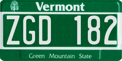 VT license plate ZGD182