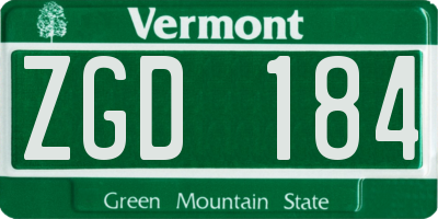 VT license plate ZGD184