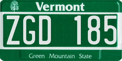VT license plate ZGD185