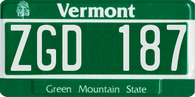 VT license plate ZGD187