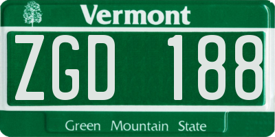 VT license plate ZGD188