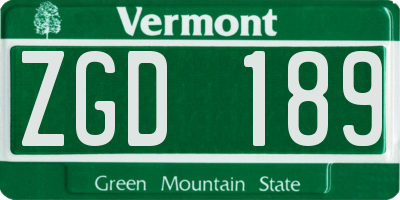 VT license plate ZGD189