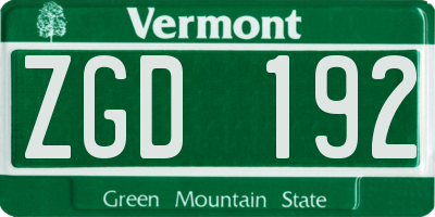 VT license plate ZGD192