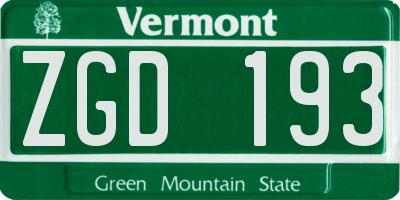 VT license plate ZGD193