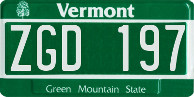 VT license plate ZGD197