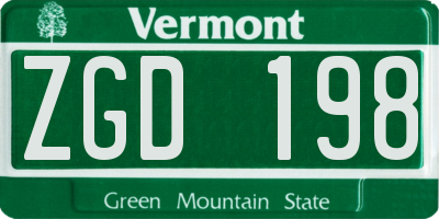 VT license plate ZGD198