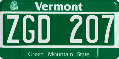 VT license plate ZGD207
