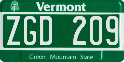 VT license plate ZGD209