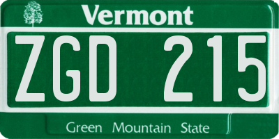 VT license plate ZGD215