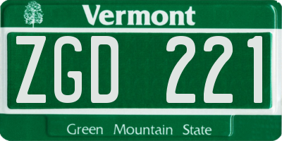VT license plate ZGD221