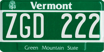 VT license plate ZGD222