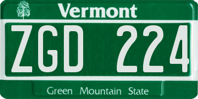 VT license plate ZGD224