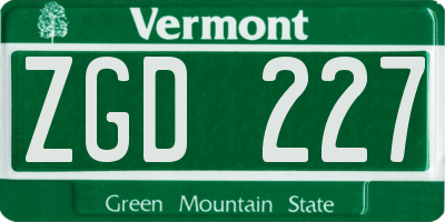 VT license plate ZGD227