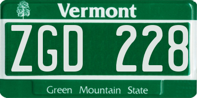 VT license plate ZGD228