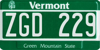 VT license plate ZGD229