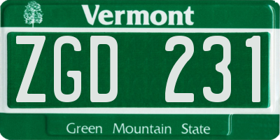 VT license plate ZGD231