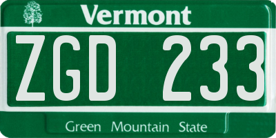 VT license plate ZGD233