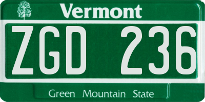 VT license plate ZGD236