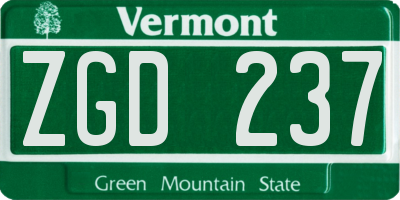 VT license plate ZGD237